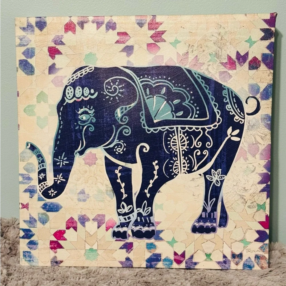Multicolor Elephant Canvas Print 16